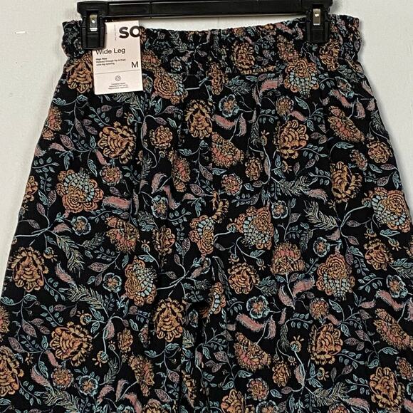 Sonoma Goods For Life Black Floral Wide Leg Boho High Rise Pants Size Medium - Picture 11 of 12